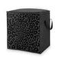 Dark Gray Black Leopard Cheetah Large Capacity Portable Cotton Quilt Storage Bag Unisex
