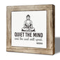 Yoga Room Meditation Room Decor, Quiet The Mind And The Soul Will Speak Sign, Zen Decoration for Home Tabletop, Motivational Decor, Farmhouse Meditation Wooden Plaque 5.9 x 5.9 Inches