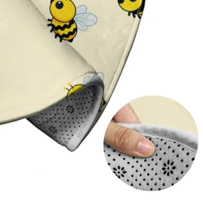 Modern Round Area Rug, Non-Slip Machine Washable Kitchen Office Circle Rug, Room Sofa Yoga Soft Round Carpet Compatible with Cute Bee Pattern 36inch(90cm) - color: Color563, size: 36inch(90cm)