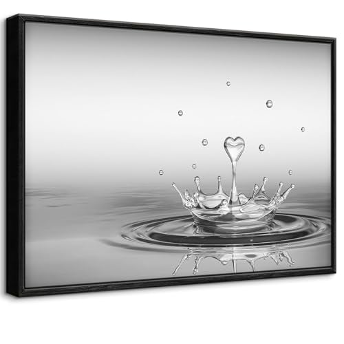 DCMVJHZV Framed Heart Drop Bathroom Wall Art Black and White Zen Bathroom Wall Art Yoga Meditation Picture Print Wall Decor Spa Room Bedroom Living Room Painting Wall Decorations(16"x24") - color: Framed Heart Drop, size: 24"L x 16"W