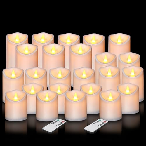 Flameless Candles 4" 5" 6" Outdoor Indoor Pillars Battery Operated Flickering Candles Include 10-Key Remote Timer 400+ Hours by 2 AA Batteries (White Candle - Warm light, 3"D x 4"|5"|6" H - 24 Pack) - color: White Candle - Warm light, size: 3"D x 4"|5"|6"