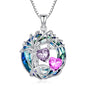 TOUPOP s925 Sterling Silver Family Celtic Tree of Life Pendant Necklaces with 2 Heart Birthstone with Blue Austrian Crystal Jewelry Birthday Valentines Day Gifts for Her, Anniversary Christmas Gifts for Wife Girlfriend Mom (18K Real White Gold Filled) - c