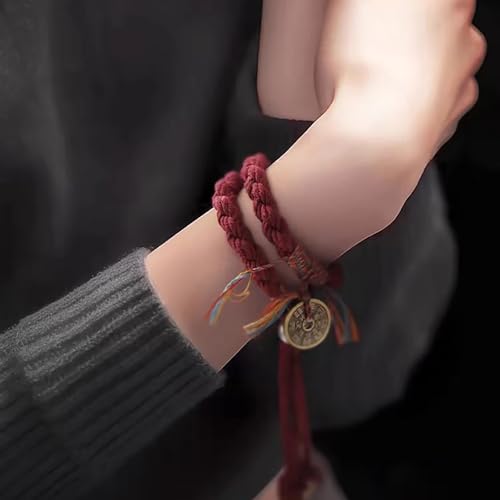 Blessed Tibetan Handmade Lucky Bracelet: Adjustable Red String Bracelet for Protection, Kabbalah Friendship, Perfect Couples and Best Friend Bracelet, Bracelets for Mens Womens Amulet Gifts