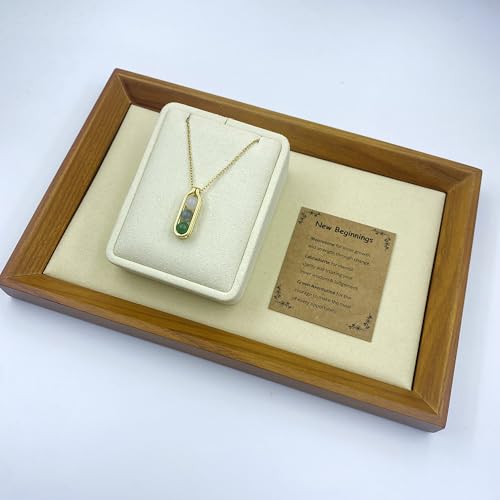 Natural Crystal Necklace Gift for New Beginnings, Crystals and Healing Stones Necklace for Anxiety Relief, Encourage Gift For Women, Mum, Natural Genuine Gemstone, Cheer Up - color: Gold, style: New Beginnings