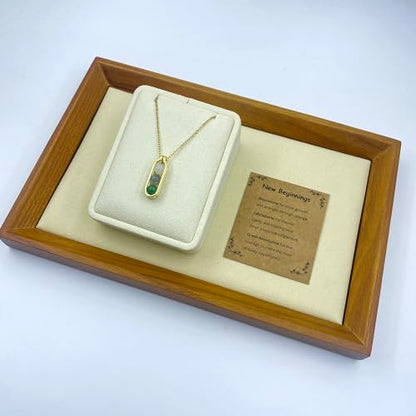 Natural Crystal Necklace Gift for New Beginnings, Crystals and Healing Stones Necklace for Anxiety Relief, Encourage Gift For Women, Mum, Natural Genuine Gemstone, Cheer Up - color: Gold, style: New Beginnings