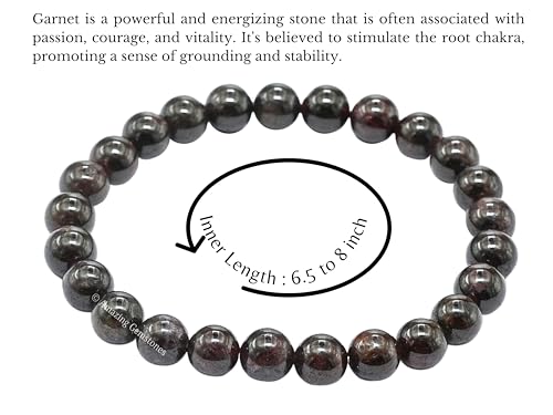 Amazing Gemstone Crystal Bracelet for Women Men's Gifts - Protection Healing Crystal Bracelet - 8mm Gemstone Beaded Stretchable Bracelet Pulseras Para Hombres Mujer Stocking Stuffers Mothers Day Gift (Garnet) - color: Garnet