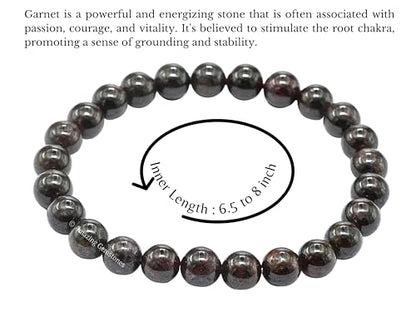 Amazing Gemstone Crystal Bracelet for Women Men's Gifts - Protection Healing Crystal Bracelet - 8mm Gemstone Beaded Stretchable Bracelet Pulseras Para Hombres Mujer Stocking Stuffers Mothers Day Gift (Garnet) - color: Garnet