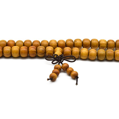 Zen Dear Natural Golden Sandalwood Mexican Bocote Mala Prayer Bead Bracelet Link Wrist Necklace Mala Beads - style: 7mm x 8mm 108 beads