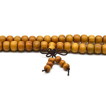 Zen Dear Natural Golden Sandalwood Mexican Bocote Mala Prayer Bead Bracelet Link Wrist Necklace Mala Beads - style: 7mm x 8mm 108 beads