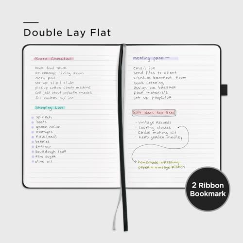 &And Per Se Lined Journal Notebook – A5 Hardcover, 160 Pages 100gsm Thick Paper, College Ruled for Writing - 5.7”x8” (Black)