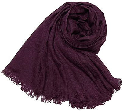 Women Summer Scarfs Lightweight Large Long Gauze Shawl Linen Beach Wrap Plain 75”×43” - color: Dark Purple