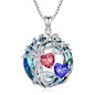 TOUPOP s925 Sterling Silver Family Celtic Tree of Life Pendant Necklaces with 2 Heart Birthstone with Blue Austrian Crystal Jewelry Birthday Valentines Day Gifts for Her, Anniversary Christmas Gifts for Wife Girlfriend Mom (18K Real White Gold Filled) - c