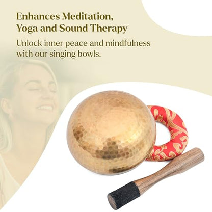Tibetan Singing Bowl Set-Authentic Cuencos Tibetanos for Sound Healing, Meditation & Chakra Balancing - Includes Cushion, Mallet-Unique Spiritual Gifts for Women and Men (5.2 Inch Bowl) - size: 5.2 Inch Bowl