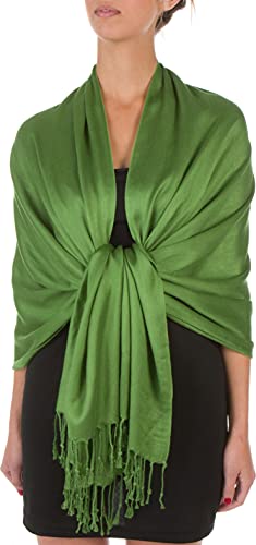 Sakkas 78" X 28" Rayon from Bamboo Soft Solid Pashmina Feel Shawl/Wrap/Stole - color: Apple Green
