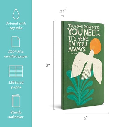 Compendium Softcover Journal – You have everything... – A Write Now Journal with 128 Lined Pages, 5" W x 8" H - color: Everything Green