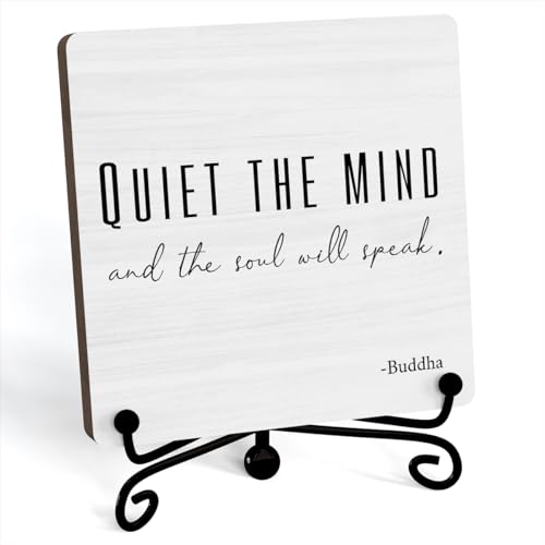 Zen Decor, Meditation Accessories, Spiritual Decorations, Yoga Room Meditation Room Decors, Quiet The Mind And The Soul Will Speak Sign (B06)