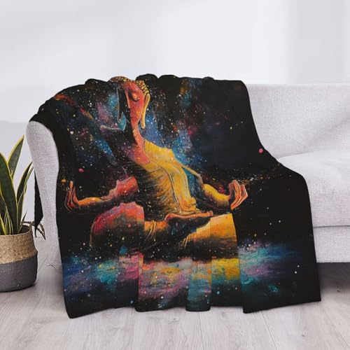 Zen Meditation Fleece Blanket, Ultra-Soft Flannel Throw Featuring Seated Buddhist Monk,Peaceful Design for Yoga,Mindfulness,Couch & Bedroom Decor,Lightweight and Warm,Anti-Wrinkle 30X40 inch