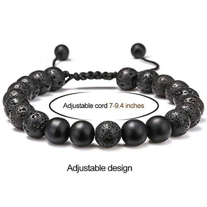 M MOOHAM Fathers Day Gift Mens Bracelet - Beaded Natural Stone 8mm Tiger Eye Matte Agate Lava Rock Bracelets for Men Teen Boys Grandpa Dad Birthday Gifts Jewelry - style: Lava Rock&Yellow Tiger Eye&Matte Agate Bracelets
