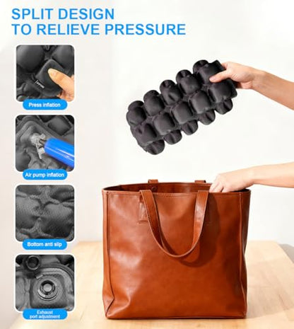 Sondur Travel Cushion, Inflatable Airplane Seat Cushion for Long Flights, 3D Air Cell Seat Cushions with Foot-operated Inflatable Accessories for Office Chair, Wheelchair, Cars, Home Living