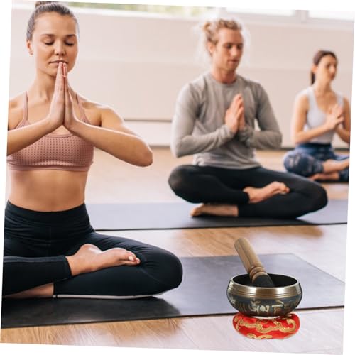 Tibetan Singing Bowl Handcrafted Meditation Accessory with Mallet for Yoga Mindfulness Relaxation and Buddhist Practice Random Color
