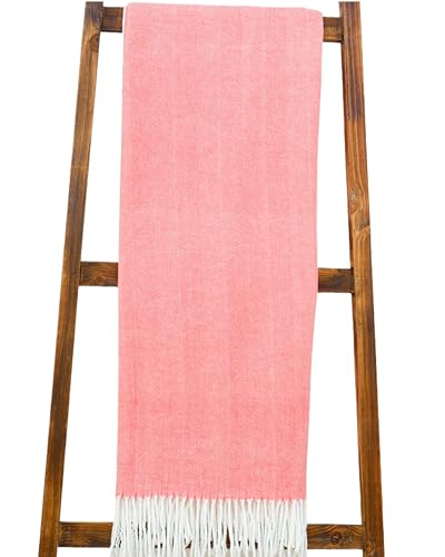 Alashan Cotton Acrylic Adirondack Herringbone Woven Throw - Throw Blanket - Coral Cay - color: Coral Cay
