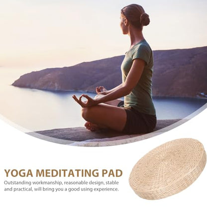 Woven Round Meditation Cushion 6cm Thick Tatami Floor Pillow Japanese Style Straw Seat Pad for Yoga and Home Seating