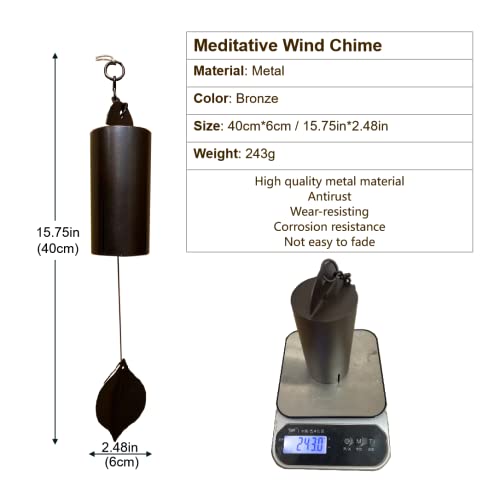 Deep Resonance Serenity Bell Wind Chime, Gong Chime Suitable for Meditation Ancient Copper Pipe is Hanging on Decorative windowsill, Terrace and Courtyard