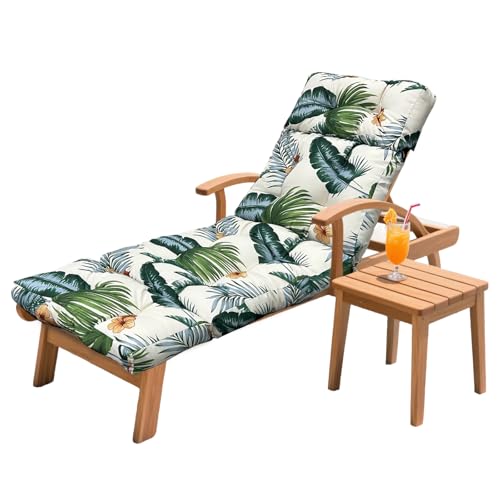 Outdoor Chaise Lounge Chair Cushion 75.1 x 23.6 x 4.7in, Waterproof Replacement Cotton Patio Thickened Pool Lounge Chair Cushion with Ties for Patio Outdoor Furniture,Hawaiian Flower - color: Hawaiian Flower