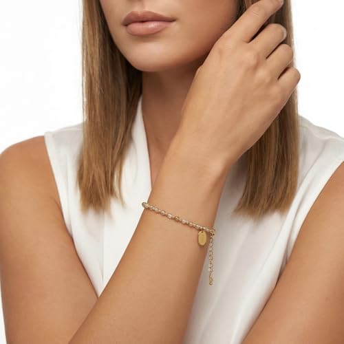 Morchic 3mm Natural Gemstone Beaded Bracelet for Women, Dainty Tiny Charm Jewelry, Adjustable 7.1-8.6" Ideal Birthday Holiday Gift