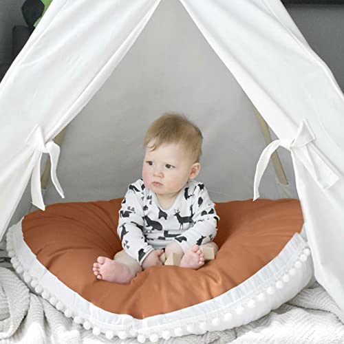Large Floor Pillow Kids Round Floor Cushion Seating, 35 inches Big Circle Pillow, Round Pillows Seating for Children, Oversized Mat for Reading Nook Teepee Playroom Nursery Canopy Brown - color: Brown