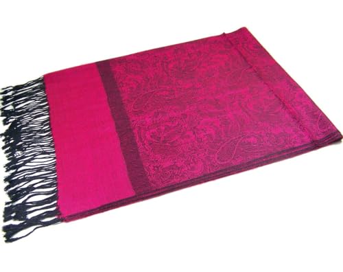 Pashmina Shawl Wrap for Women Soft Lightweight Multi-Purpose Scarf for Weddings, Parties & Casual Wear - color: Deep Rose - Pl1808