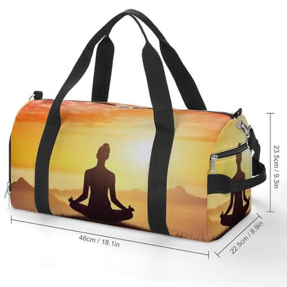 Yoga Meditation Barrel Gym Bags for Men And Women, Duffle Bag for Travel Sports Bag Camping Weekend Carry on Overnight Duffel Bag with Shoulder Strap