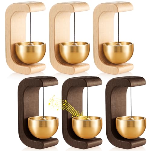Zonon 6 Pcs Magnetic Wooden Wind Chime Doorbell Decoration Shopkeepers Bell for Door Opening C Shape for Housewarming Gift Refrigerator Room Garden Restaurant (Black Walnut and Nature Beech) - color: Black Walnut and Nature Beech