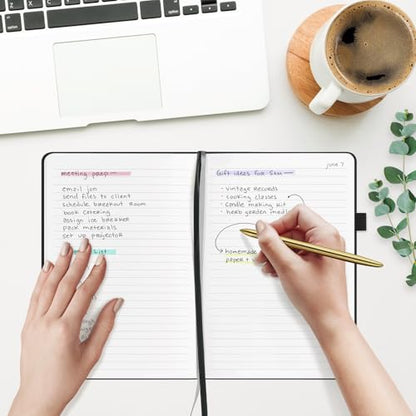 &And Per Se Lined Journal Notebook – A5 Hardcover, 160 Pages 100gsm Thick Paper, College Ruled for Writing - 5.7”x8” (Black)
