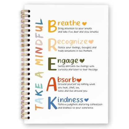 dvhdajed Mental Health Take a Mindful Break Spiral Notebook, Therapy Anxiety Relief Journaling Notebooks, Therapy Journal Notebooks for Women, Psychologist Office School Supplies Gifts, 5.5x8.3 In