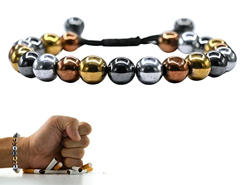 Amazing Gemstone Smoking Cessation Bracelet - Multi Hematite Bracelet Set for Men Women Healing Calming Anxiety Stress Relief Gifts (Adjustable) - color: Smoking Cessation