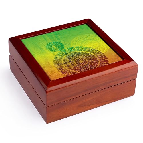 3dRose, Prosperity – Chakra Meditation Medallion – Orange Yellow Green, Jewelry Box 5.5x5.5 inch with 4 inch tile