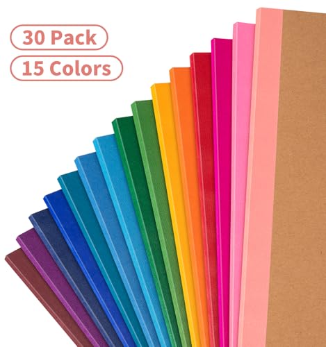 30 Pack Blank Notebook Journals Bulk, A5 Unlined Paper Composition Notebook, 8.3”x 5.5”, Kraft Cover with Rainbow Spines, 15 Colors 60 Pages for School Office Travel