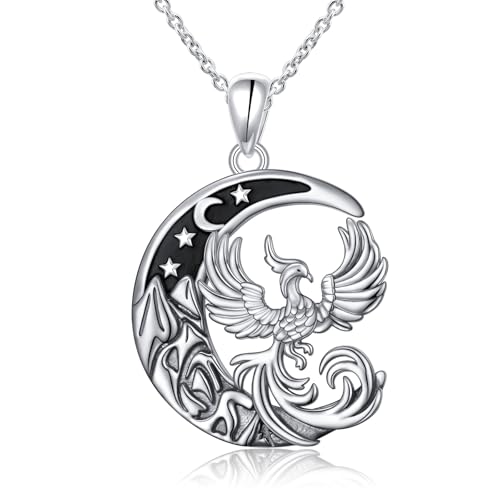 925 Sterling Silver Animal Necklaces Lion/Cat/Phoenix/Bunny/Koalas Necklace Adjustable Chain Animal Lover Pendant Jewelry for Women Men - style: Phoenix