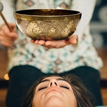 Singing Bowl Handmade Buddha Sound Bowl Meditation Singing Bowl Copper Chime Bowl Meditation Sound Bowl Ornament，16CM - size: 16CM