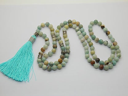 mala Beads Necklace for Women Man, mala Bracelet, Prayer Beads Necklace - color: mix-color amazonite