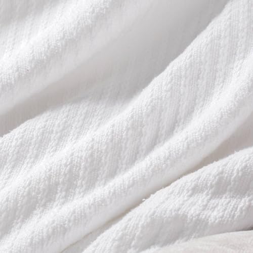 Cuddledown Chamberlain Blanket | Made in USA | 100% American-Grown Cotton | All Season Comfort | 48" x 64" | Throw | White - color: White, size: Throw