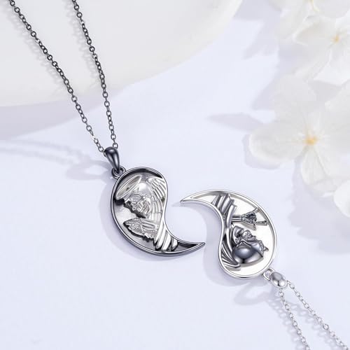 Yin Yang Necklaces for Women Men 925 Sterling Silver Pendant Necklace Yin Yang Jewelry for Women Men Couples - style: Skull