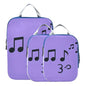 Stackable 3 Piecing Packing Travel Bag Polyester Storage Bags for Travel, Musical Notes Look (1) (3 Set) - color: Musical Notes Look (1)