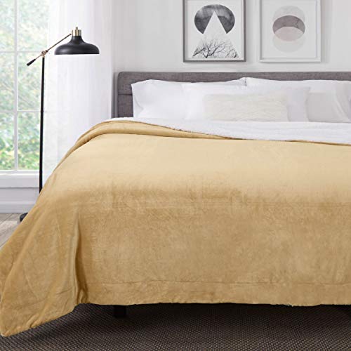 Sherpa Throw Blanket Super Soft Reversible Ultra Luxurious Plush Blanket, 60 x 80 inches, Camel/White - color: Camel / White, size: Twin (60" x 80")