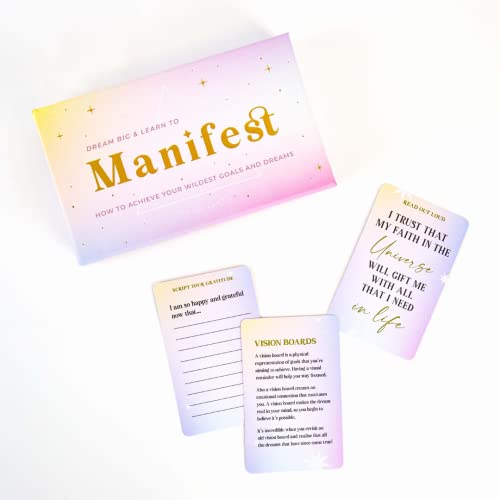 Gift Republic Dream Big & Manifest - 100 Cards - Mindfulness & Wellbeing Card Pack. Tips & Tricks to Manifest Your Wildest Dreams and Goals.