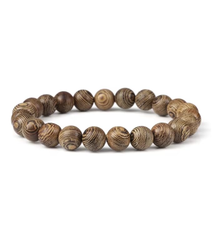 1PCS 6mm/8mm/10mm/12MM Wood Beads Elastic Bracelet Natural Stone Couple Bracelets BangleFriend