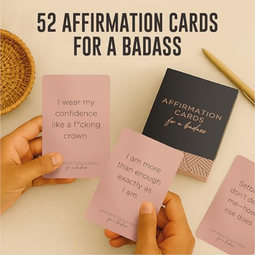 52 Badass Affirmation Cards for Women - Inspirational Gift for Her, Birthday Gifts for Women, Best Friend, Bestie, Self Care - Positive Presents for Confidence, Motivation & Daily Encouragement