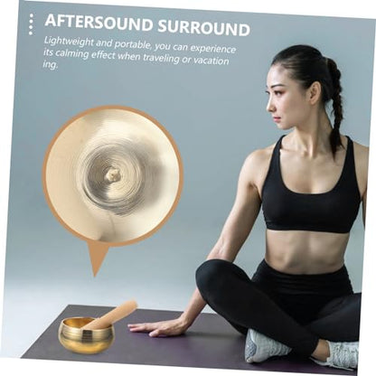 SECFOU 1set Tibetan Singing Bowl Handmade Meditation Sound Bowl with Mallet for Yoga Relaxation and Chakra Healing Lightweight Portable Meditation Accessory for - size: 8x8x5cm