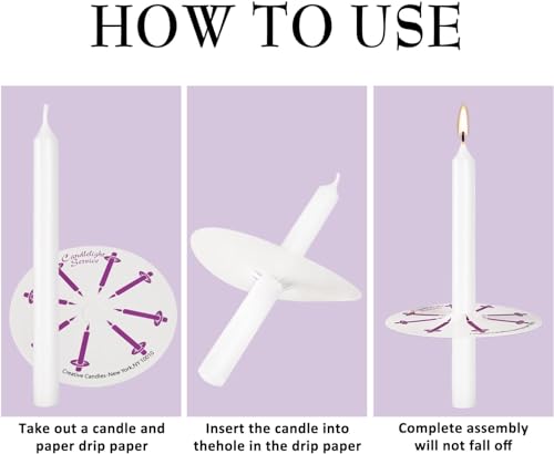YOROXRG 100 pcs Church Candles with Drip Protectors for Devotional Candlelight Vigil Service, Unscented White 5" H X 1/2" D, No Smoke, Shabbat, Praye - color: White-5" 100